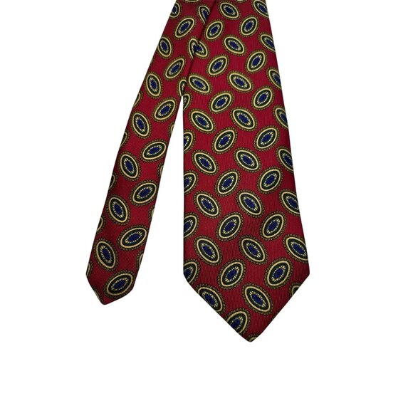 Brooks Brothers Makers Silk Tie Red Oval Pattern Handmade In USA - Picture 2 of 6